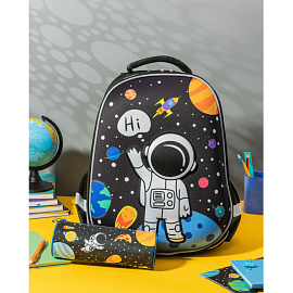 Ранец Комус Класс (№1 School) 3D Space черный с двумя отделениями фото Ранец Комус Класс (№1 School) 3D Space черный с двумя отделениями