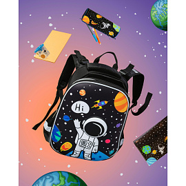 Ранец Комус Класс (№1 School) 3D Space черный с двумя отделениями фото Ранец Комус Класс (№1 School) 3D Space черный с двумя отделениями