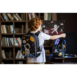 Ранец Комус Класс (№1 School) 3D Space черный с двумя отделениями фото Ранец Комус Класс (№1 School) 3D Space черный с двумя отделениями