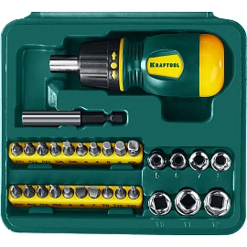 Отвёртка реверсивная Kraftool с насадками (29 предметов, 25556-H29)