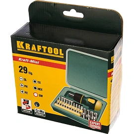 Отвёртка реверсивная Kraftool с насадками (29 предметов, 25556-H29)