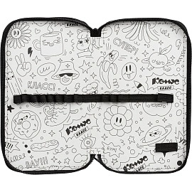 Пенал двухсекционный Комус Класс Football черный