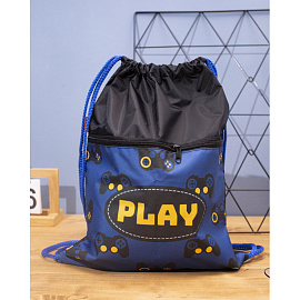 Мешок для сменной обуви Комус Класс Play 330x420 мм синий с карманом фото Мешок для сменной обуви Комус Класс Play 330x420 мм синий с карманом