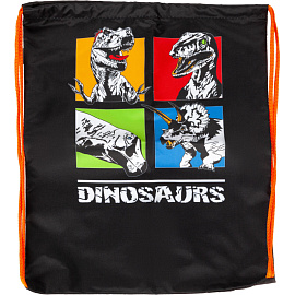 Мешок для сменной обуви Комус Класс (№1 School) Dinosaurs 330x420 мм черный с 1 отделением фото Мешок для сменной обуви Комус Класс (№1 School) Dinosaurs 330x420 мм черный с 1 отделением