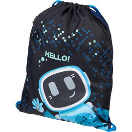 Мешок для сменной обуви Комус Класс Robot Hello 330x420 мм синий с 1 отделением