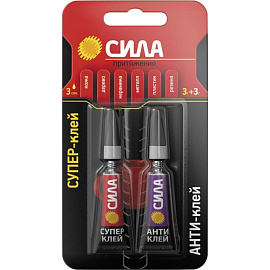 Клей универсальный Сила сверхпрочный 3 гр + Антиклей 3 гр