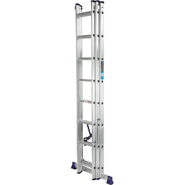 Лестница универсальная TOPFORT алюминиевая трехсекционная 3x8 ступеней