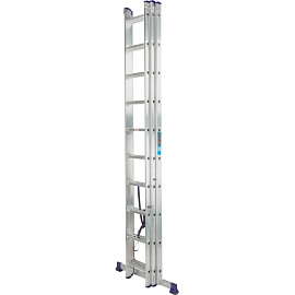Лестница универсальная TOPFORT алюминиевая трехсекционная 3x10 ступеней