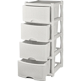 Комод Keeplex Rattan четырехсекционный (белое облако, 480х410х945 мм)