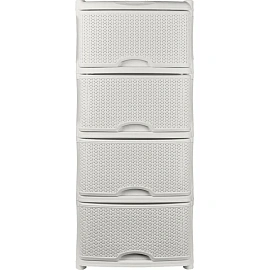 Комод Keeplex Rattan четырехсекционный (белое облако, 480х410х945 мм)