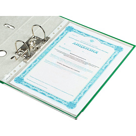 Папка-регистратор Комус Экономи 50 мм зелёная бумвинил/бумага с защитным уголком