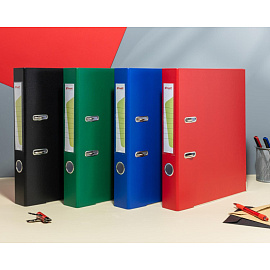 Папка-регистратор Комус Экономи 50 мм зелёная бумвинил/бумага с защитным уголком