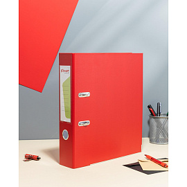 Папка-регистратор Комус Экономи 75 мм красная бумвинил/бумага с защитным уголком