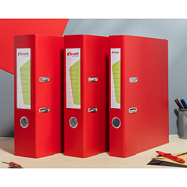 Папка-регистратор Комус Экономи 75 мм красная бумвинил/бумага с защитным уголком