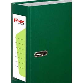 Папка-регистратор Комус Экономи 75 мм зелёная бумвинил/бумага с защитным уголком