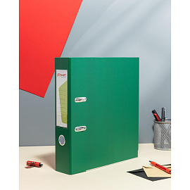 Папка-регистратор Комус Экономи 75 мм зелёная бумвинил/бумага с защитным уголком