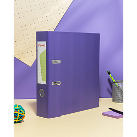 Папка-регистратор Комус Экономи 75 мм фиолетовая бумвинил/бумага с защитным уголком