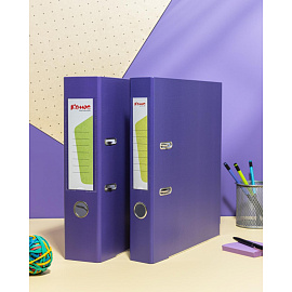 Папка-регистратор Комус Экономи 75 мм фиолетовая бумвинил/бумага с защитным уголком