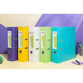 Папка-регистратор Комус Экономи 75 мм фиолетовая бумвинил/бумага с защитным уголком