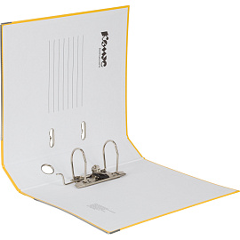 Папка-регистратор Комус Экономи 75 мм жёлтая бумвинил/бумага с защитным уголком