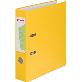 Папка-регистратор Комус Экономи 75 мм жёлтая бумвинил/бумага с защитным уголком