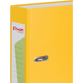 Папка-регистратор Комус Экономи 75 мм жёлтая бумвинил/бумага с защитным уголком