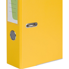 Папка-регистратор Комус Экономи 75 мм жёлтая бумвинил/бумага с защитным уголком