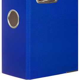Папка-регистратор Комус Экономи 75 мм синяя бумвинил/бумага с защитным уголком