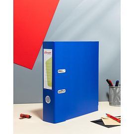 Папка-регистратор Комус Экономи 75 мм синяя бумвинил/бумага с защитным уголком