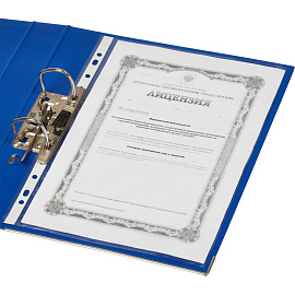 Папка-регистратор Комус Стандарт 50 мм синяя бумвинил с защитным уголком