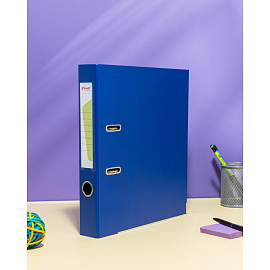 Папка-регистратор Комус Стандарт 50 мм синяя бумвинил с защитным уголком