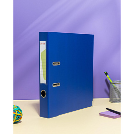 Папка-регистратор Комус Стандарт 50 мм синяя бумвинил с защитным уголком