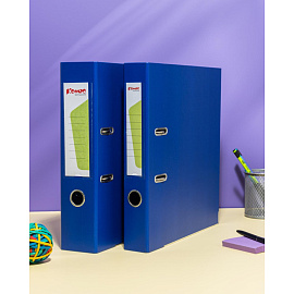 Папка-регистратор Комус Стандарт 50 мм синяя бумвинил с защитным уголком