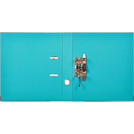 Папка-регистратор Комус Стандарт 50 мм бирюзовая бумвинил с защитным уголком