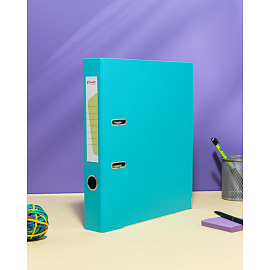 Папка-регистратор Комус Стандарт 50 мм бирюзовая бумвинил с защитным уголком