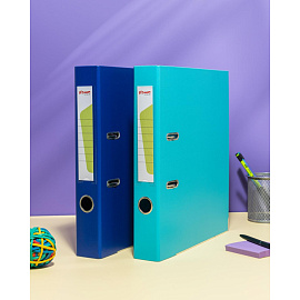 Папка-регистратор Комус Стандарт 50 мм бирюзовая бумвинил с защитным уголком