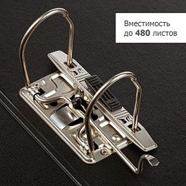 Папка-регистратор Комус Стандарт 75 мм чёрная бумвинил с защитным уголком