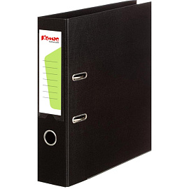 Папка-регистратор Комус Стандарт 75 мм чёрная бумвинил с защитным уголком