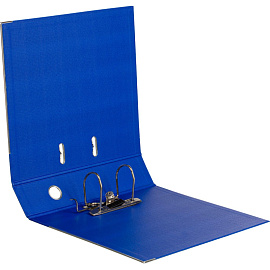 Папка-регистратор Комус Стандарт 75 мм синяя бумвинил с защитным уголком