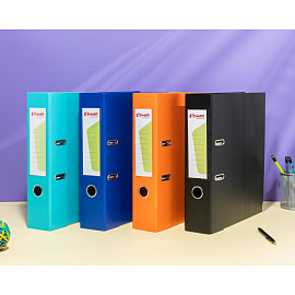 Папка-регистратор Комус Стандарт 75 мм синяя бумвинил с защитным уголком