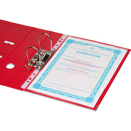 Папка-регистратор Комус Стандарт 75 мм красная бумвинил с защитным уголком