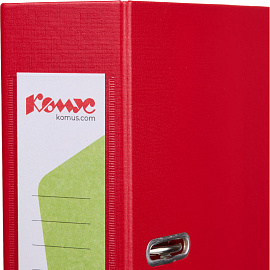 Папка-регистратор Комус Стандарт 75 мм красная бумвинил с защитным уголком