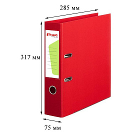 Папка-регистратор Комус Стандарт 75 мм красная бумвинил с защитным уголком