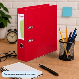 Папка-регистратор Комус Стандарт 75 мм красная бумвинил с защитным уголком