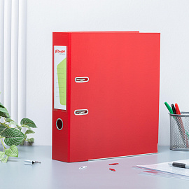 Папка-регистратор Комус Стандарт 75 мм красная бумвинил с защитным уголком