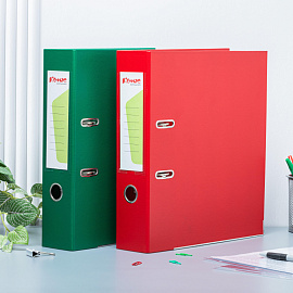 Папка-регистратор Комус Стандарт 75 мм красная бумвинил с защитным уголком