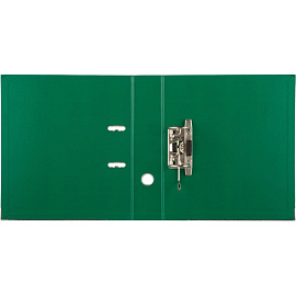 Папка-регистратор Комус Стандарт 75 мм зелёная бумвинил с защитным уголком