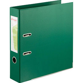 Папка-регистратор Комус Стандарт 75 мм зелёная бумвинил с защитным уголком