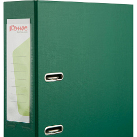 Папка-регистратор Комус Стандарт 75 мм зелёная бумвинил с защитным уголком