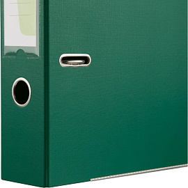 Папка-регистратор Комус Стандарт 75 мм зелёная бумвинил с защитным уголком